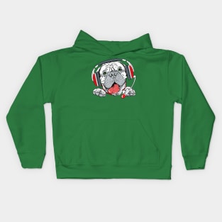 dog with headphone Kids Hoodie